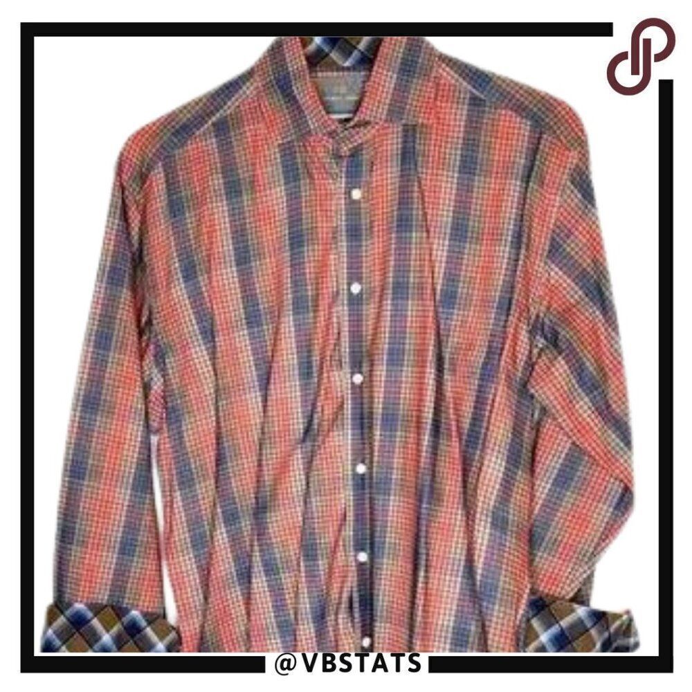 Medium Thomas Dean Salmon-Blue-Green LS
